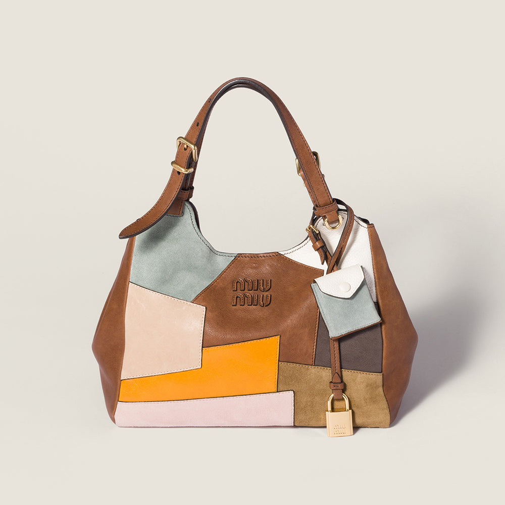MiuMiu Patchwork Leather Bag Oak Brown Color Matching #333001