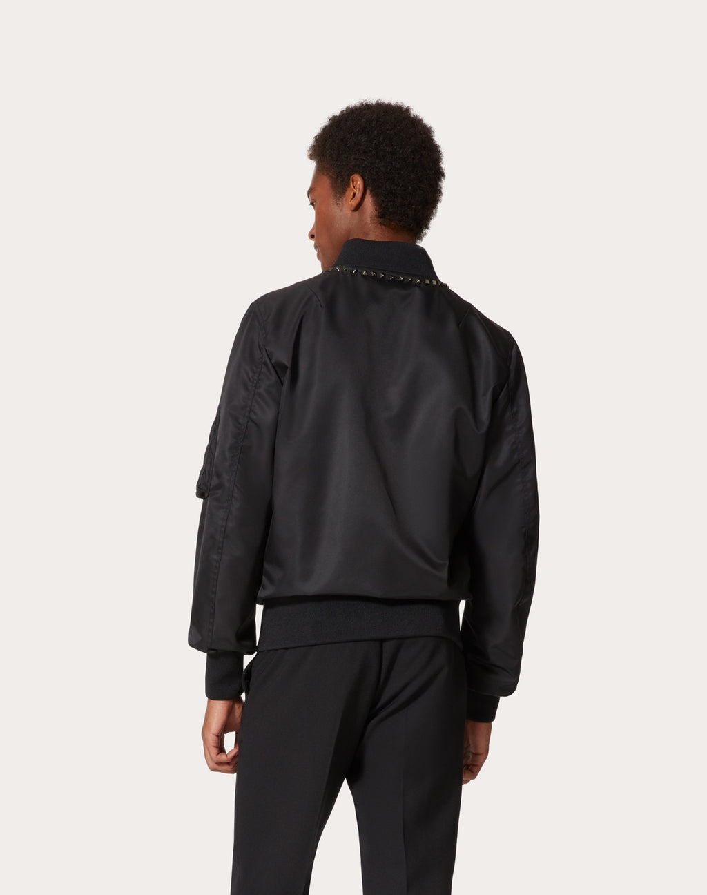 Valentino Men's Spring And Autumn Rivet Decoration Zipper Solid Color Nylon Long Sleeve Bomber Jacket Ngvp #9926