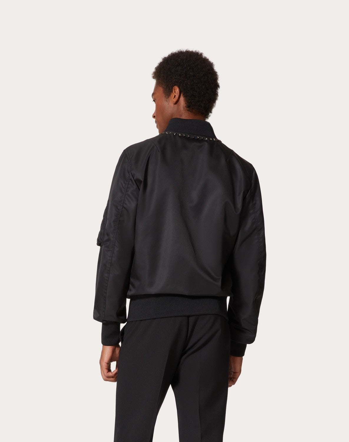 Valentino Men's Spring And Autumn Rivet Decoration Zipper Solid Color Nylon Long Sleeve Bomber Jacket Ngvp #9926