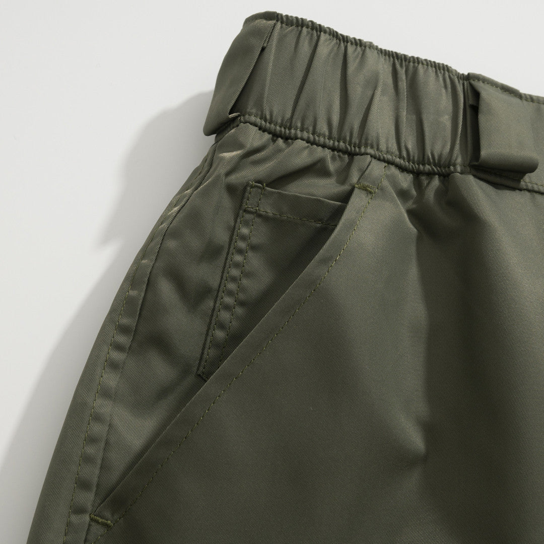 Prada Men's Summer Nylon Multi-Pocket Elastic Waist Solid Color Casual Work Shorts #81195