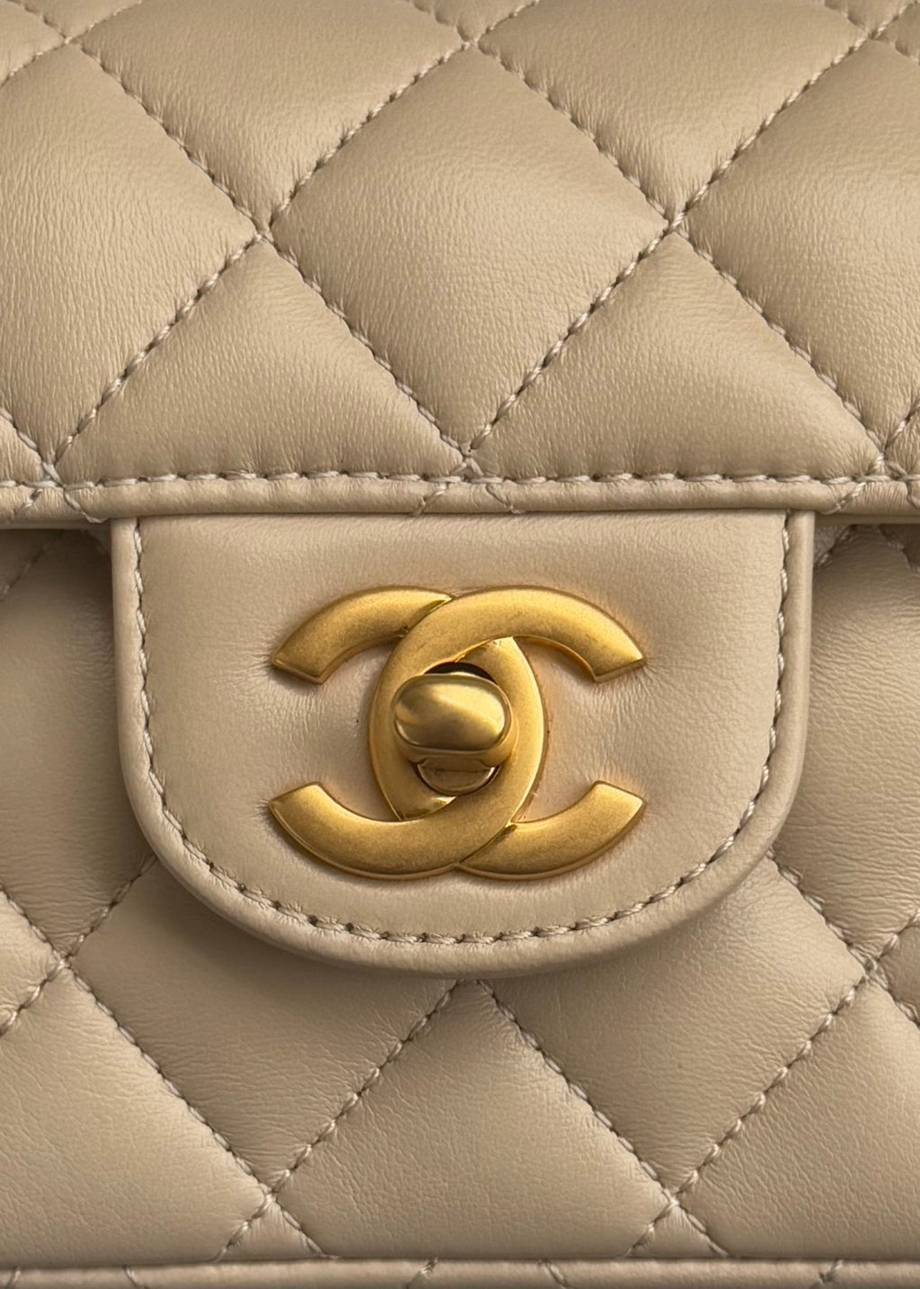 Chanel Women's Horizontal Trumpet Apricot Kelly Bag Lambskin Apricot Antique Gold Buckle Shoulder Crossbody Handbag #332359