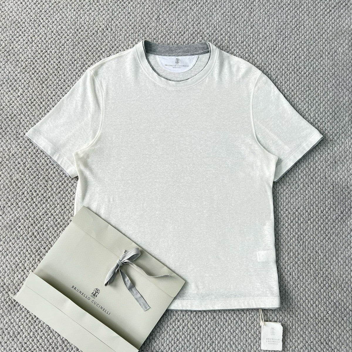 Brunello Cucinelli Men's Summer Solid Color Round Neck Cotton Short Sleeve T-Shirt #76657
