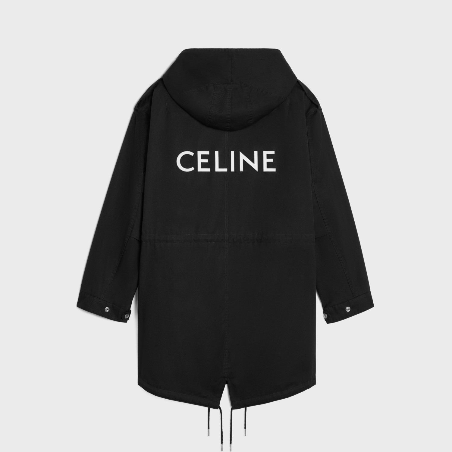 Celine Men's Spring and Autumn Black Hooded Pocket Zipper Parker Windbreaker Jacket #73178