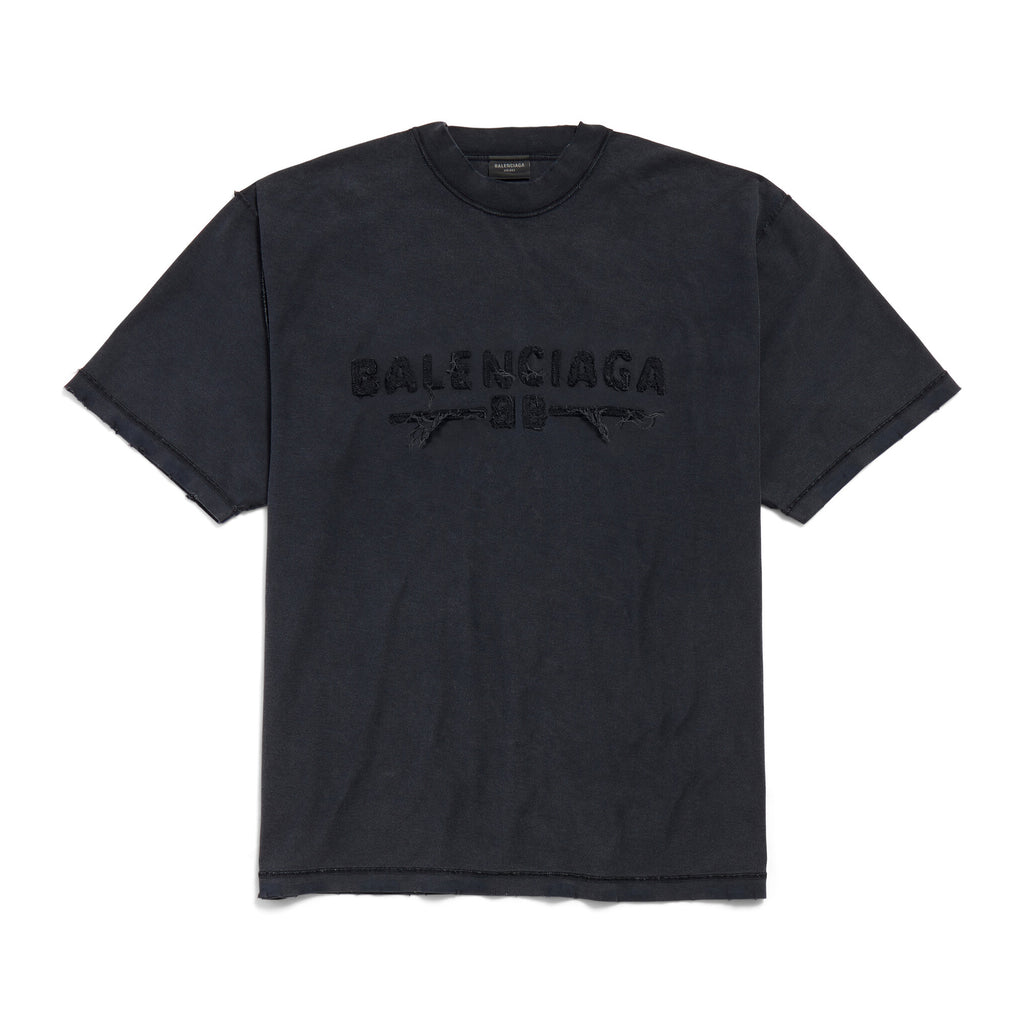 Balenciaga Men's Summer Applique Embroidery Letter Print Round Neck Solid Color Short Sleeve T-Shirt #75233