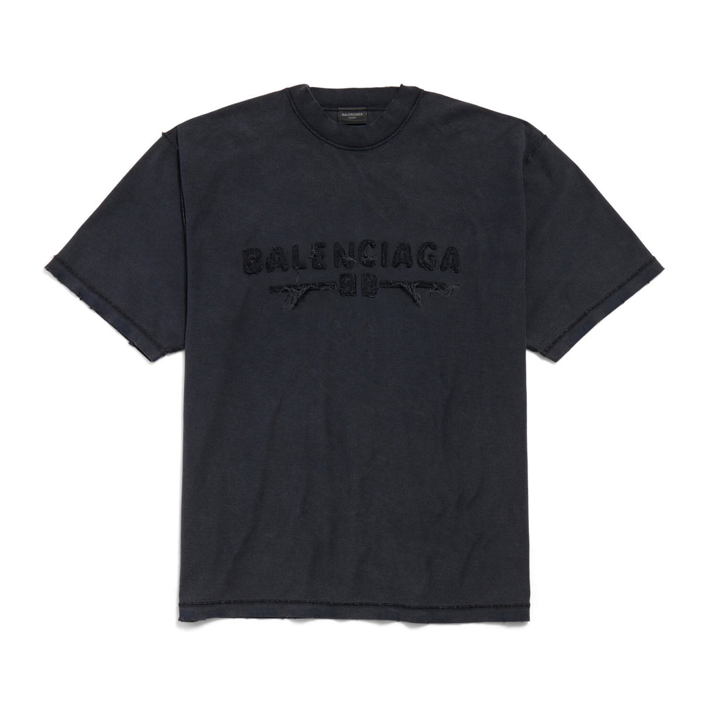 Balenciaga Men's Summer Applique Embroidery Letter Print Round Neck Solid Color Short Sleeve T-Shirt #75233