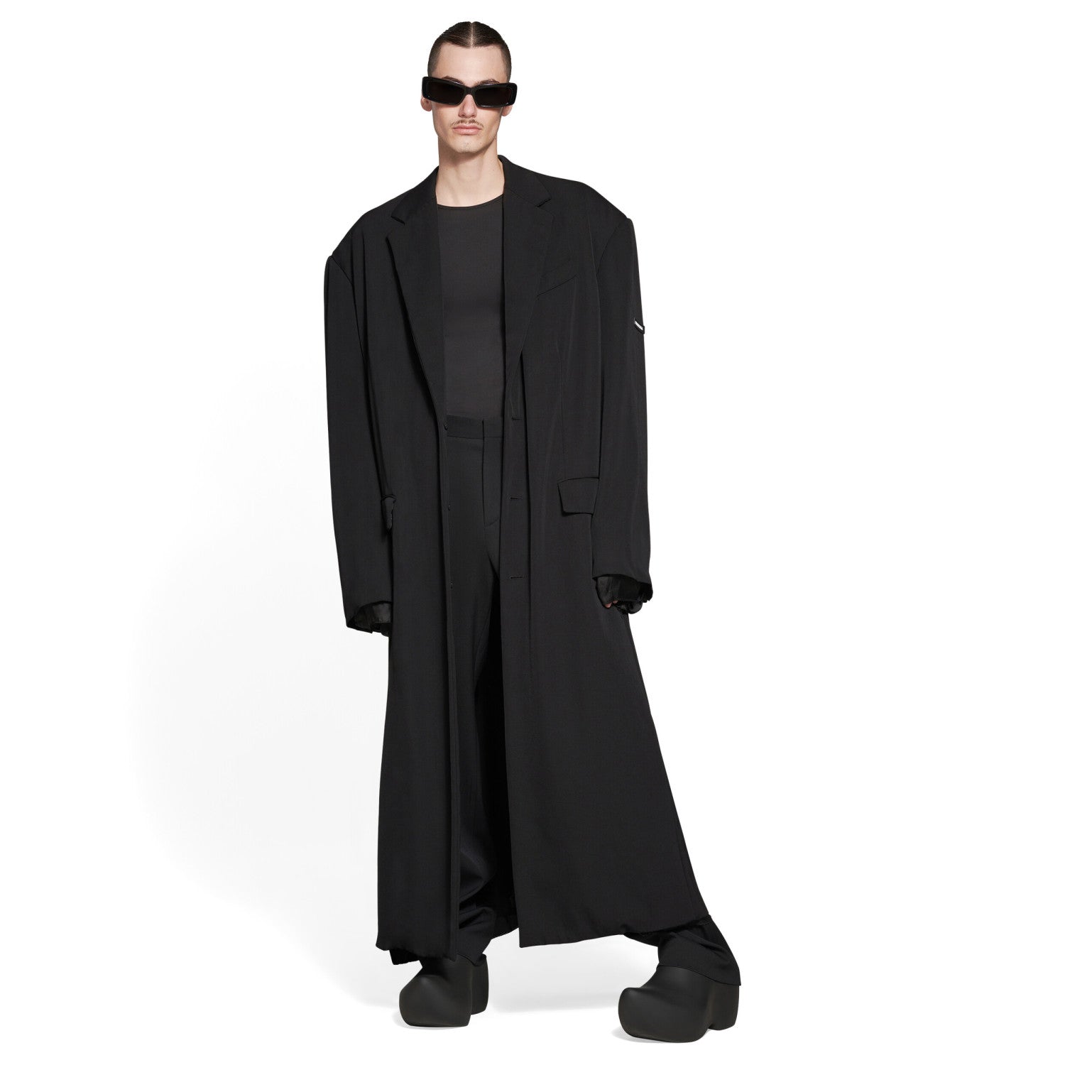 Balenciaga Skater Tailored Men's Autumn And Winter Silhouette Long Black V Collar Single-Breasted Suit Jacket #97351