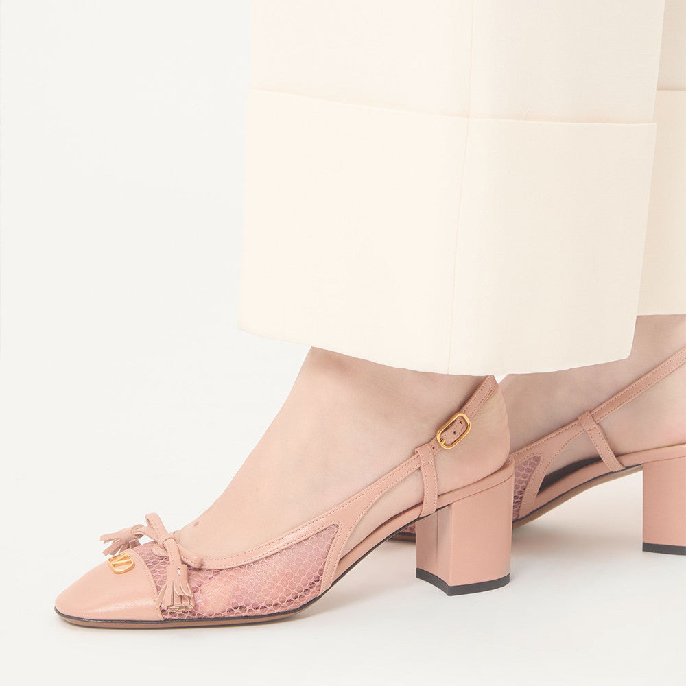 Valentino Valet Du Roi Slingback Pump In Mesh And Kidskin 60mm for Woman #379977