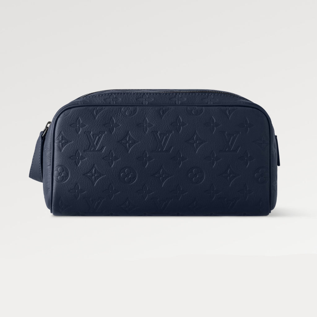 Louis Vuitton DOPP KIT Toiletry Bag Women's  Men's Fashion Trend Handbag Luxury Monogram Shadow Embossed Double Zip Wash Bags M14485 Grey M14885 Light Blue M14843 Dark Blue #81236