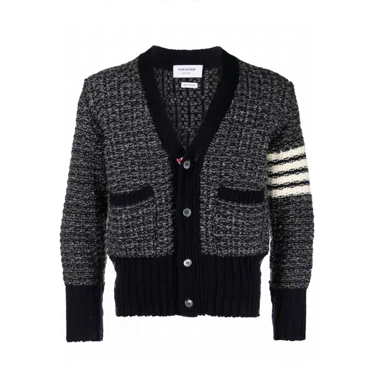 Thom Browne Men's Women's Autumn And Winter Solid Color Knit Long Sleeve Wool Cardigan Jacket Ngvp #9513