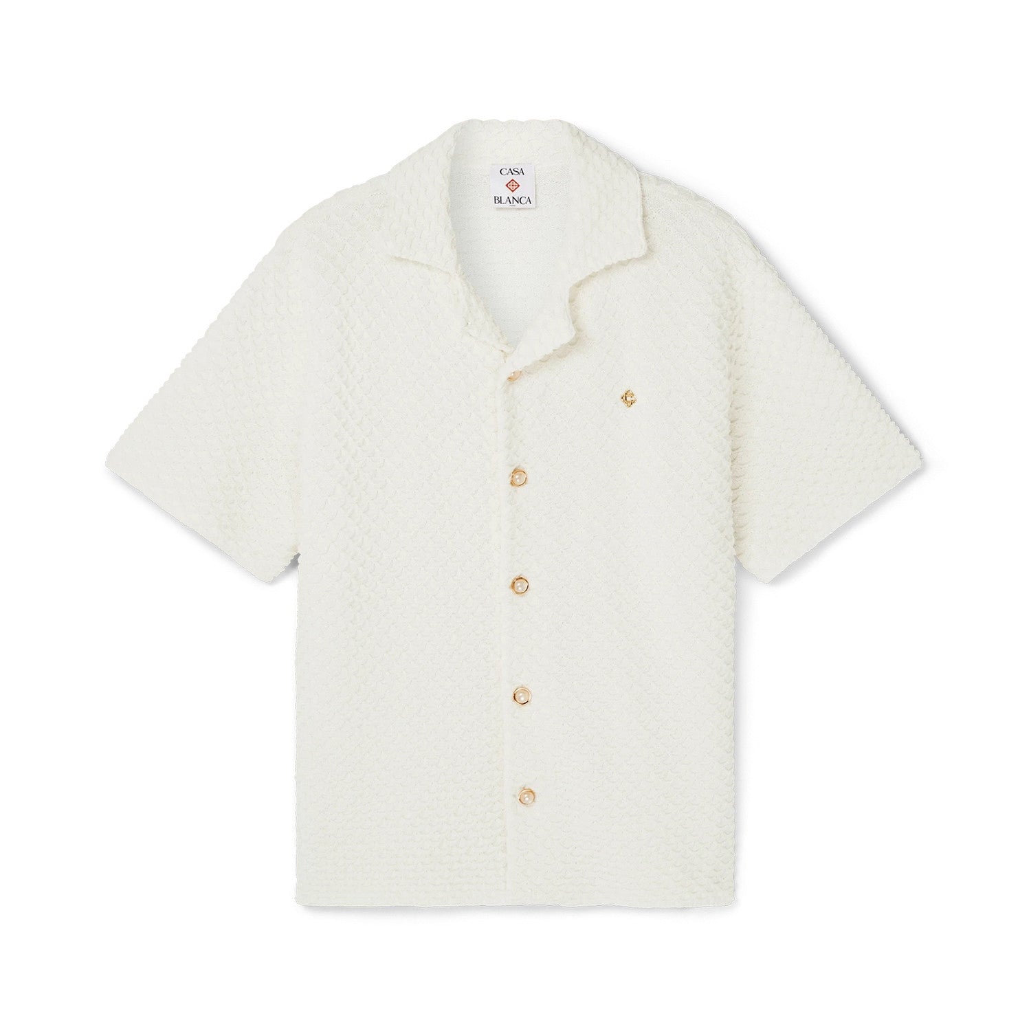 Casablanca Men's Summer Solid Color Single Breasted Knit Short Sleeve Shirt Lace Up Casual Shorts Set Suit #75965