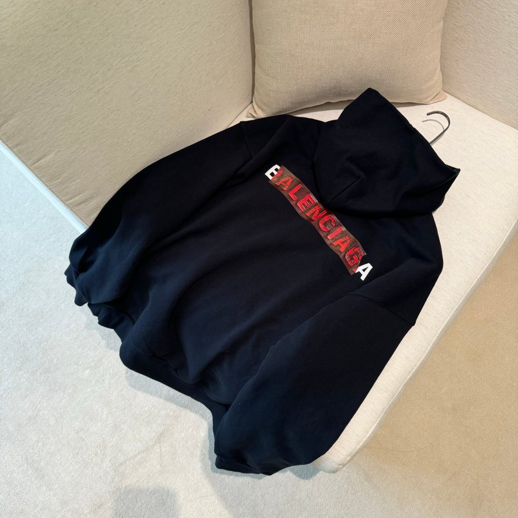 Balenciaga ﻿TAPED BALENCIAGA BACK HOODIE Men's And Women's Spring/Fall Fashion Casual Letter Embroidered Tape Hoodie Long Sleeve Sweatshirt #78578