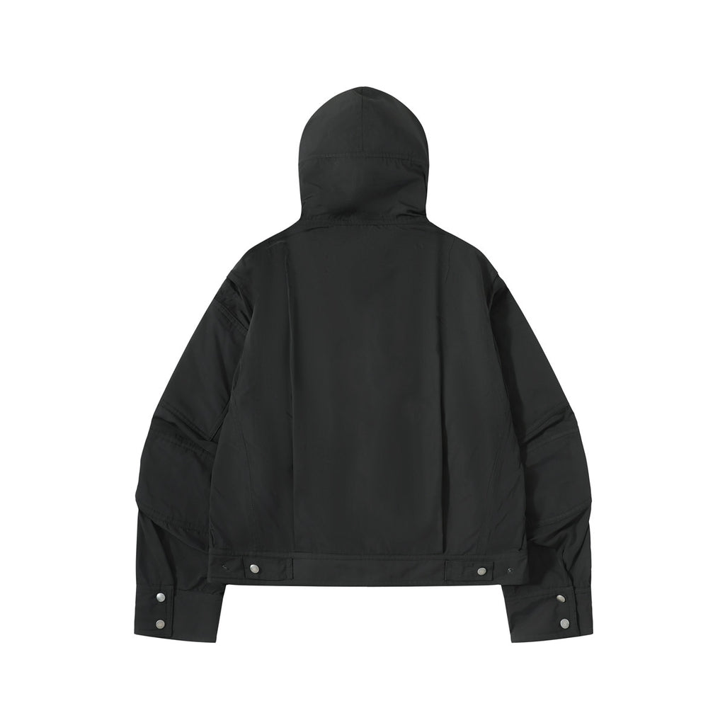 DRIES VAN NOTEEN Men's Fall/Winter Waterproof Coating Anti-static Quilted Cotton Sandwich Hooded Zipper Bomber Long Sleeve Jacket Men's Black #332176