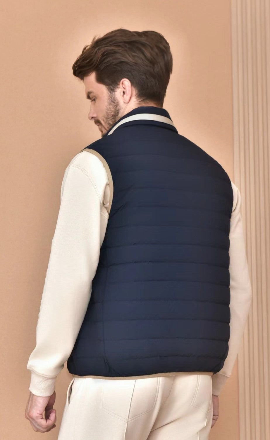 Brunello Cucinelli Men's Logo Embroidered High Neck Zipper Solid Color Fitted Straight Sleeveless Down Vest Ngvp #9665