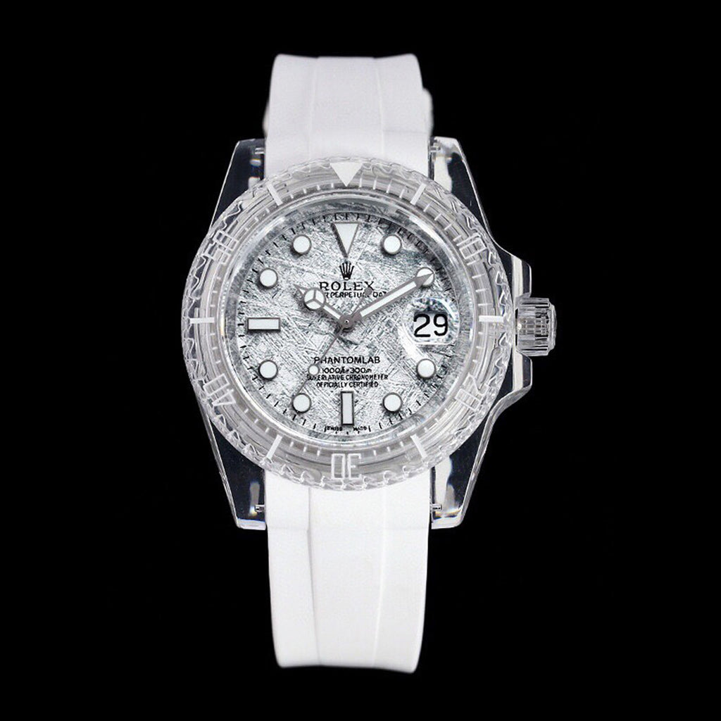 Rolex glass crystal series white tape plus transparent tape blue luminous watch accessories jewelry #82249