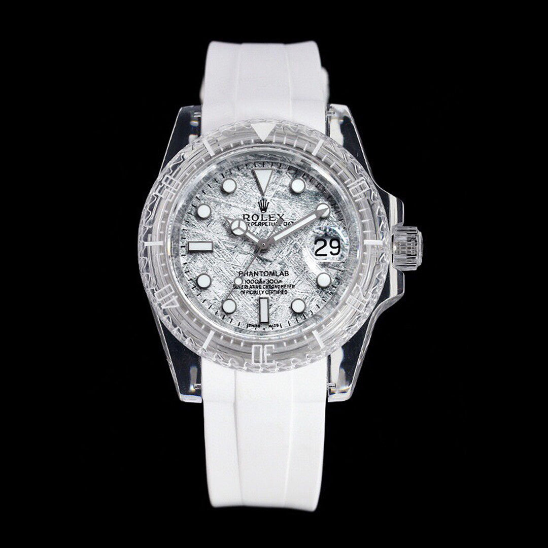 Rolex glass crystal series white tape plus transparent tape blue luminous watch accessories jewelry #82249