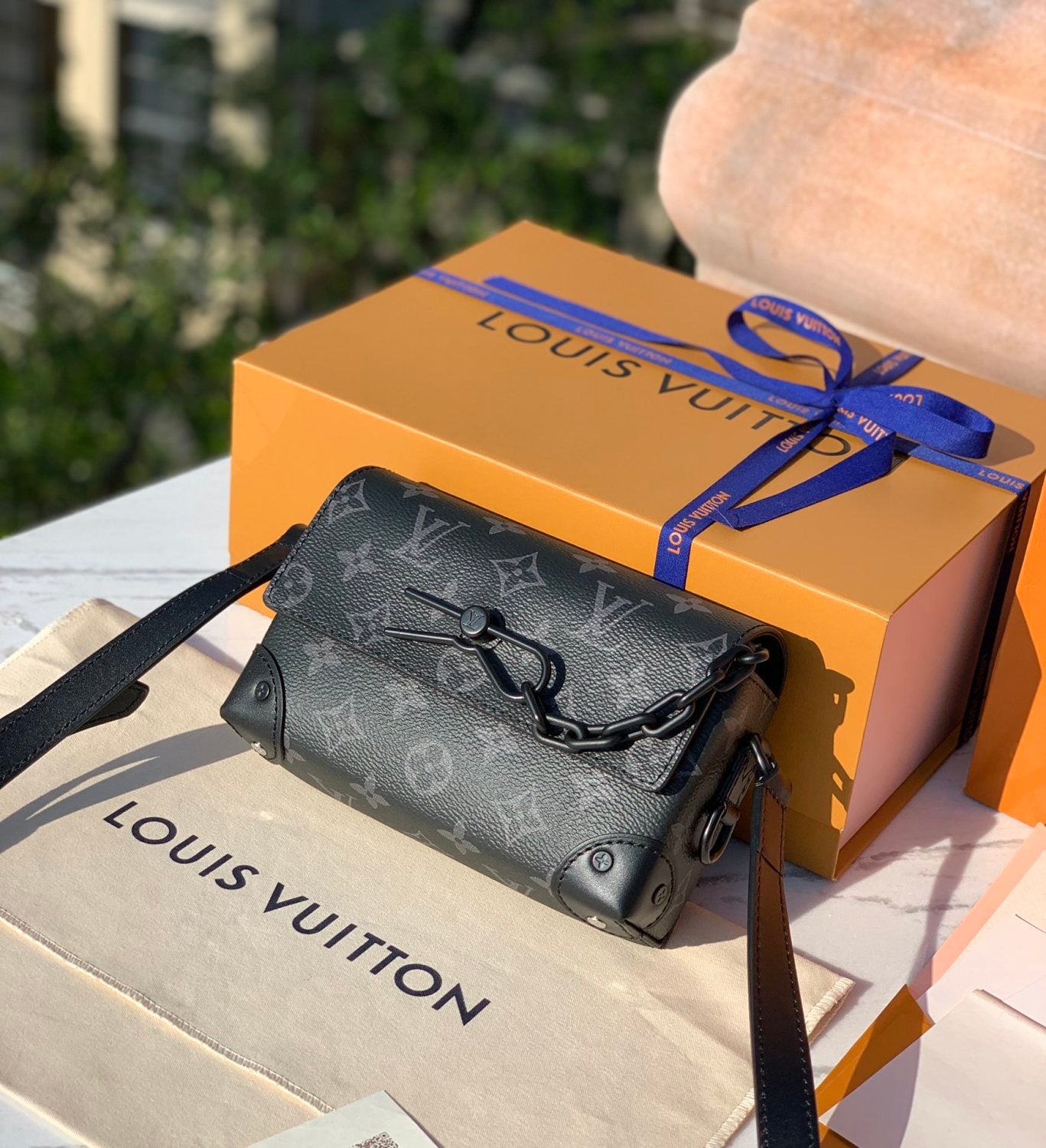 Louis Vuitton Steamer Men's Solid Color Classic Letter Printed Buckle Adjustable Shoulder Strap Coated Canvas with Cowhide Trim Shoulder Crossbody Bag Bags #75369