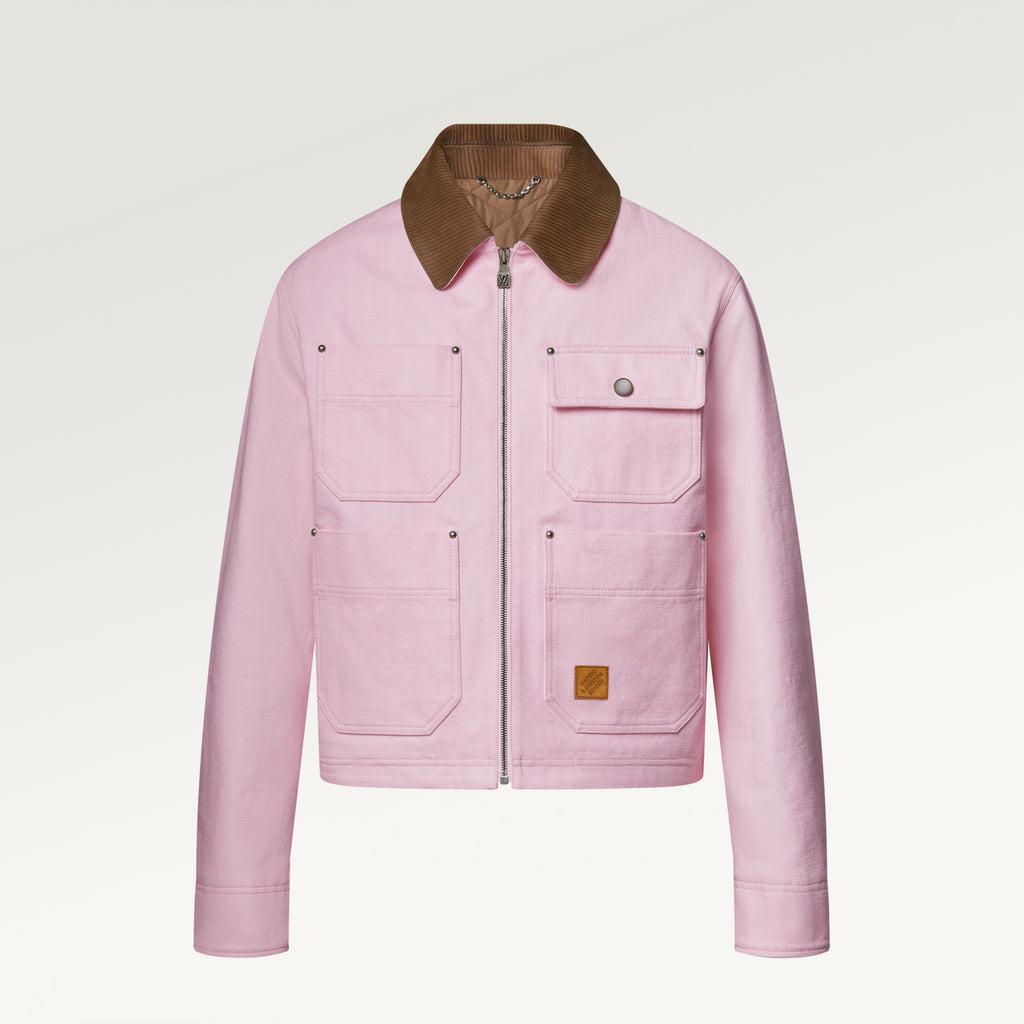 Louis Vuitton X Men's Autumn And Winter Pink Lapel Workwear Jacket Cotton Fashion Trend Zipper Casual Long Sleeve Jacket  #81632