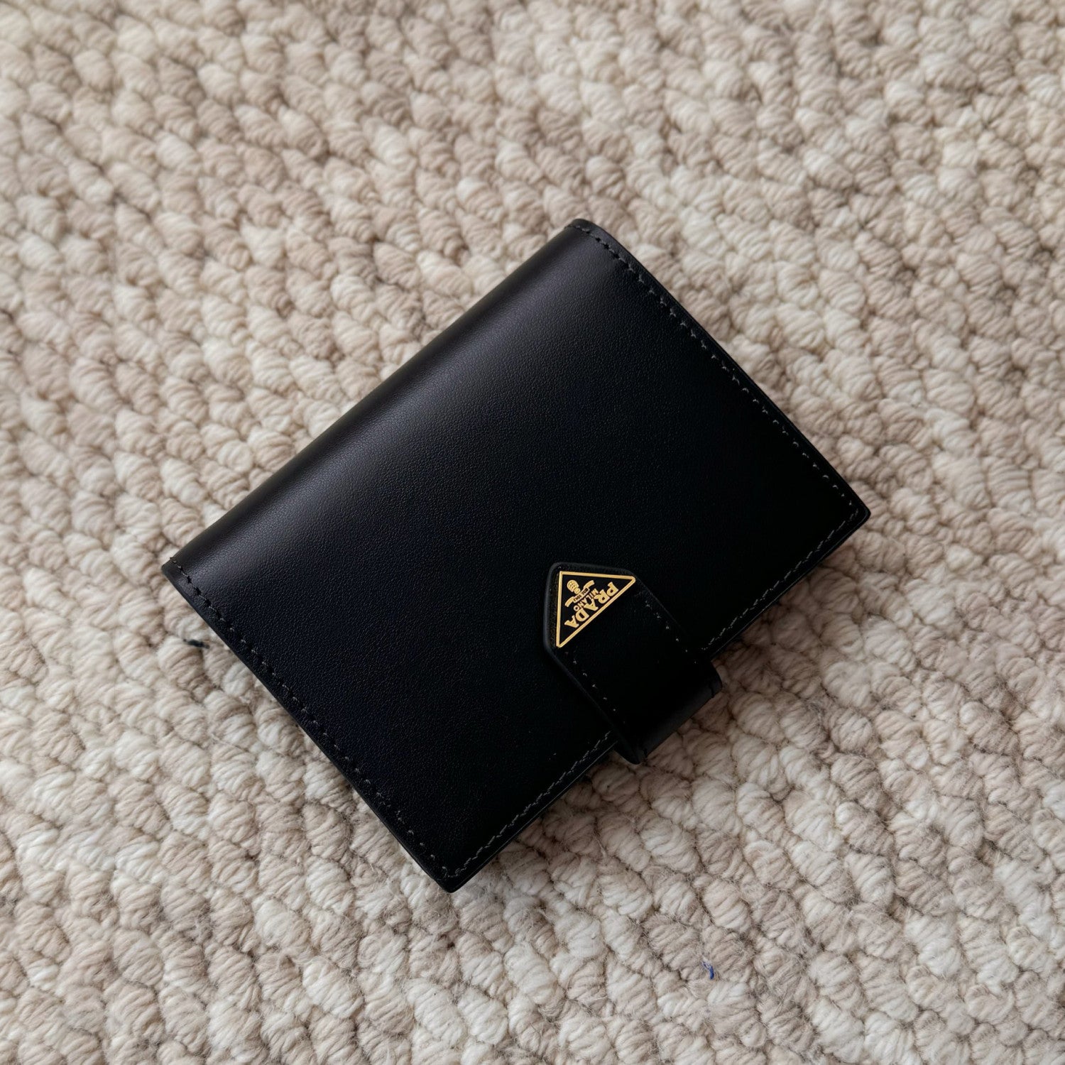 Prada Men's Triangle Logo Black Leather Coin Purse Card Case Bag Bags #75361