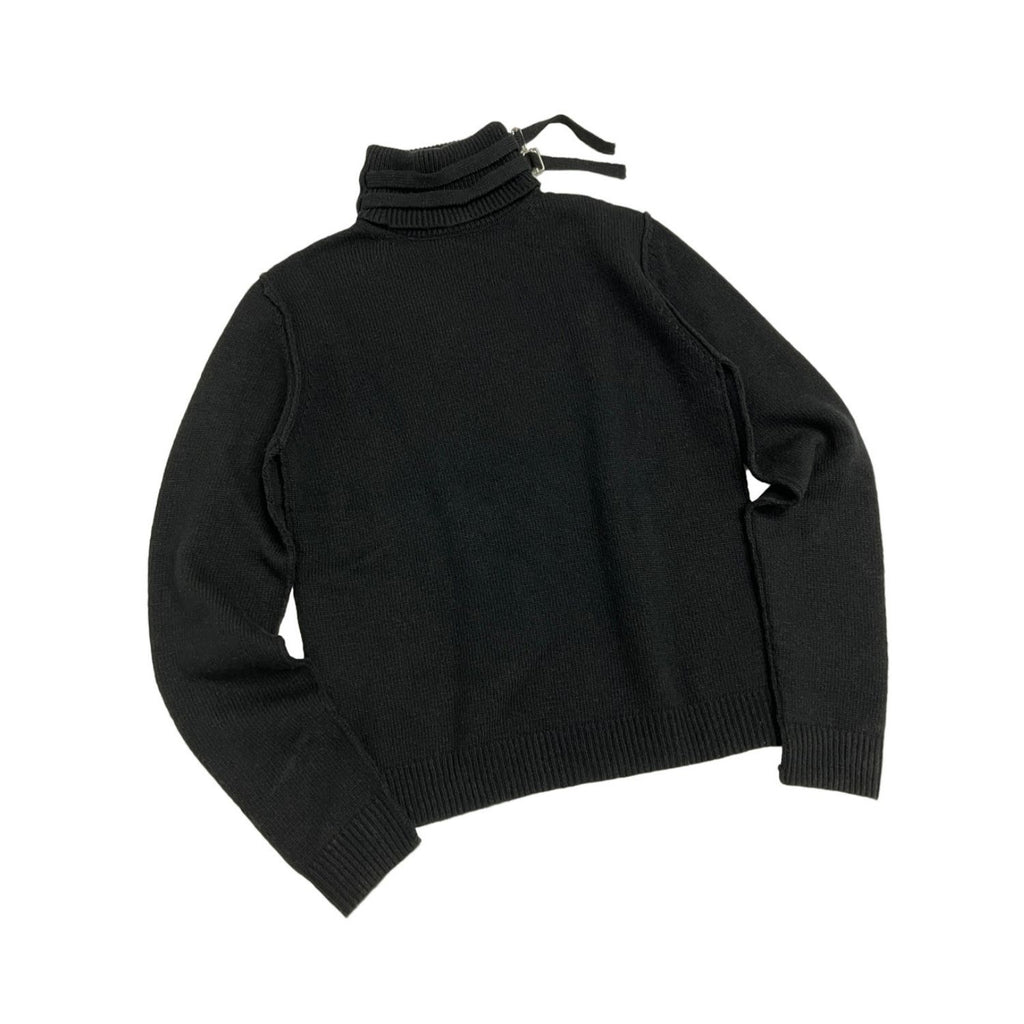 Raf Simons Men's Women's Autumn And Winter Slim Knit High Neckline Tie Buckle Casual Solid Color Long Sleeve Sweater Ngvp #1665