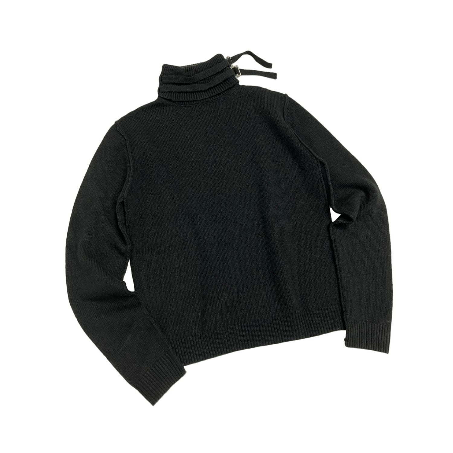 Raf Simons Men's Women's Autumn And Winter Slim Knit High Neckline Tie Buckle Casual Solid Color Long Sleeve Sweater Ngvp #1665