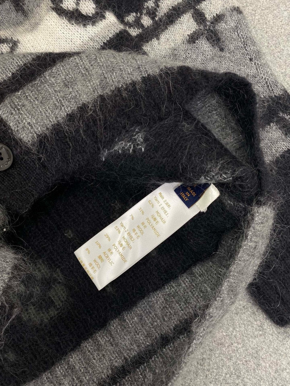 Louis Vuitton Men's Fall And Winter Black And White Jacquard Long Wool Sweater Cardigan#286539