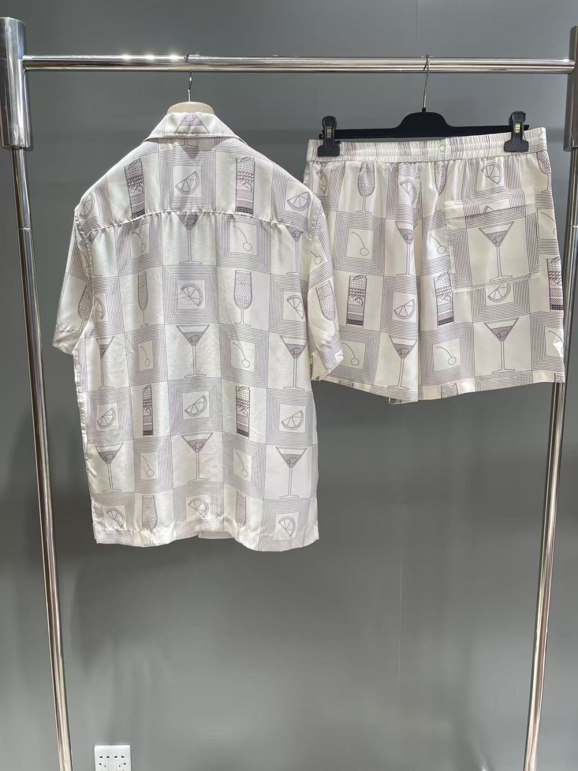 Loro Piana Federico Men's Spring Summer Printed Lapel Single Breasted Shirt Loose Straight Casual Pants Ngvp #1722