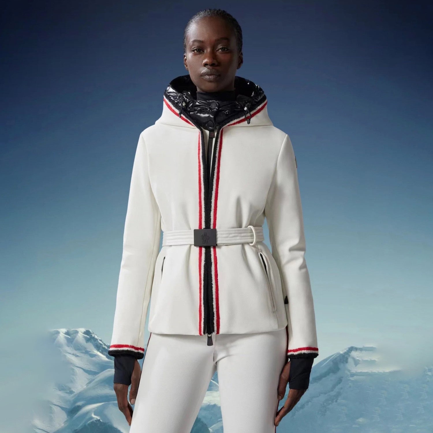 Moncler Men's And Women's Winter Fashion Casual Hooded Zipper Windproof Ski Jacket With Belted Waist Cotton Lined Jacket #79365
