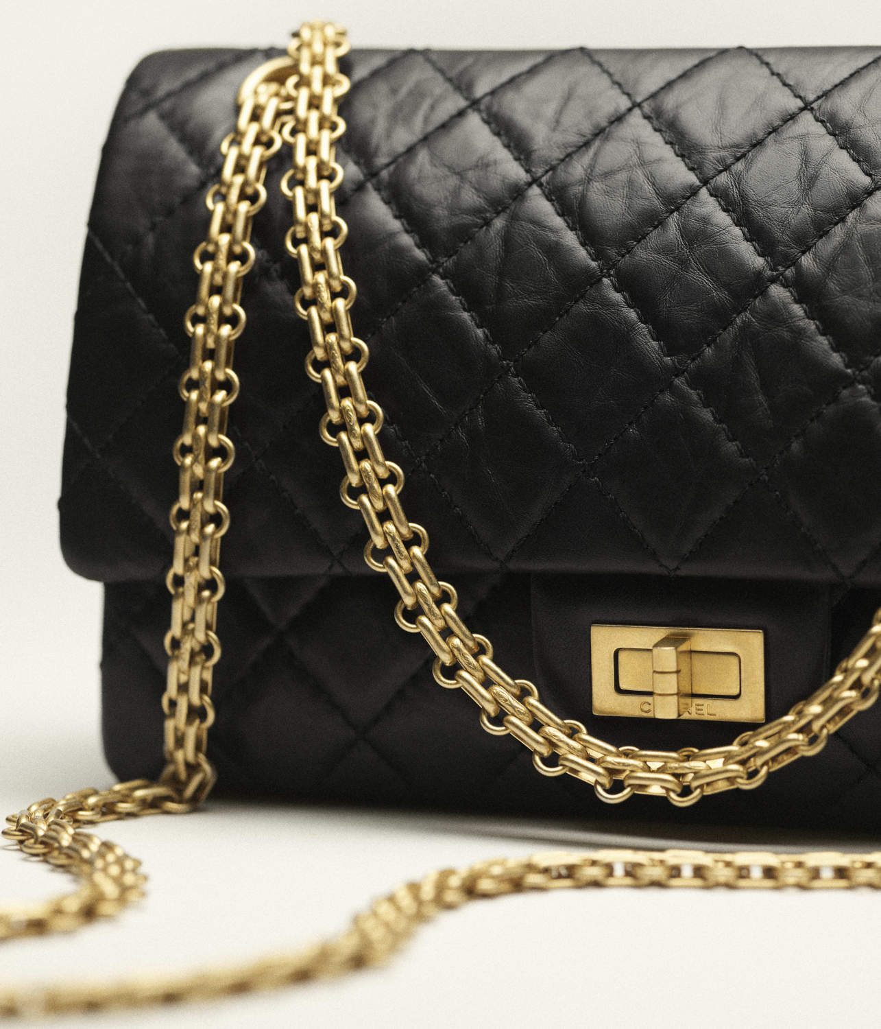 Chanel 2.55 Handbag Aged Calfskin Gold-Tone Metal #333121