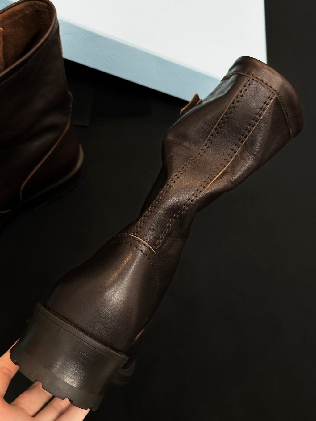 Prada Women's Fall/Winter Fashion Classic Round Toe Slip On Leather Vintage Western Cowboy Boots Dr. Martens Boots Shoes #78531