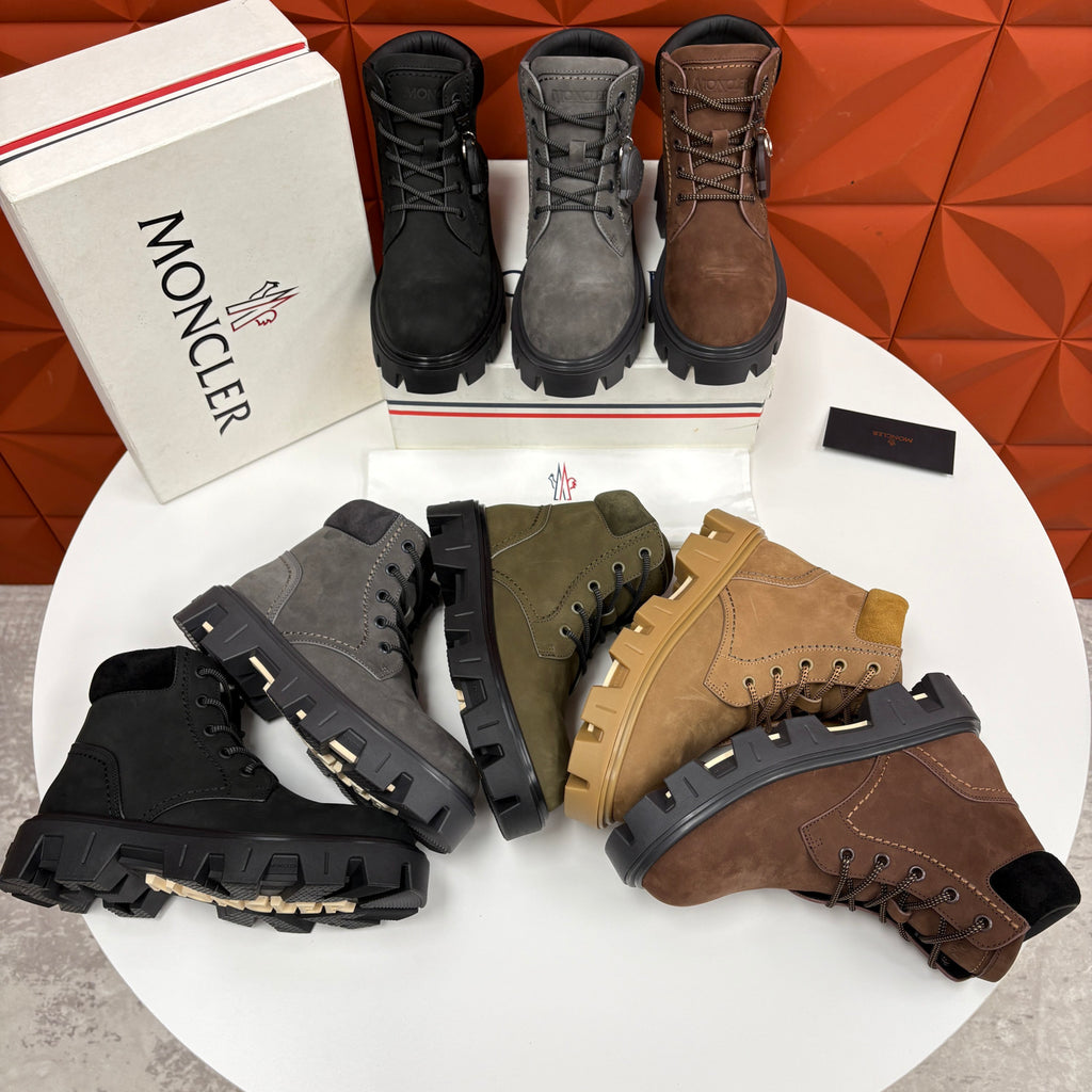 Moncler Black Peak City Nubuck Suede Lace-Up Boots #336113