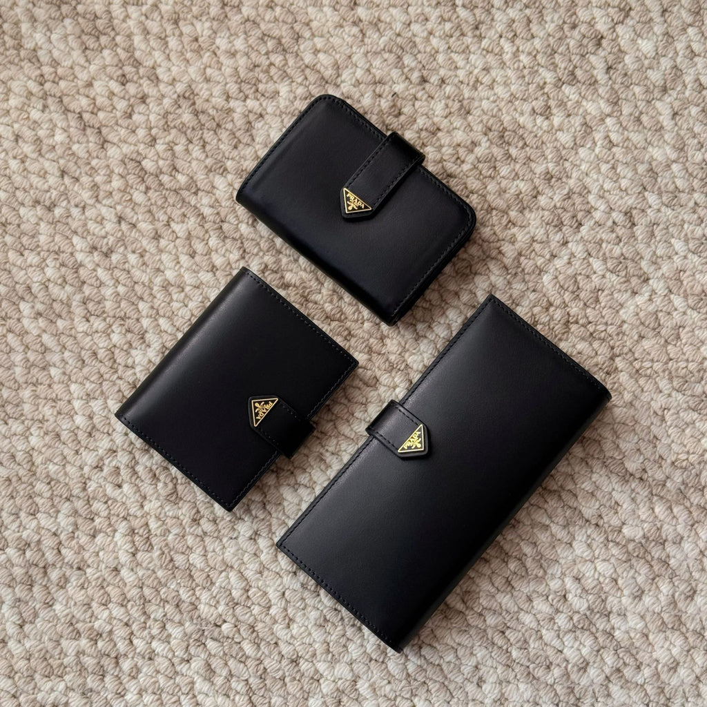 Prada Men's Triangle Logo Black Leather Coin Purse Card Case Bag Bags #75361