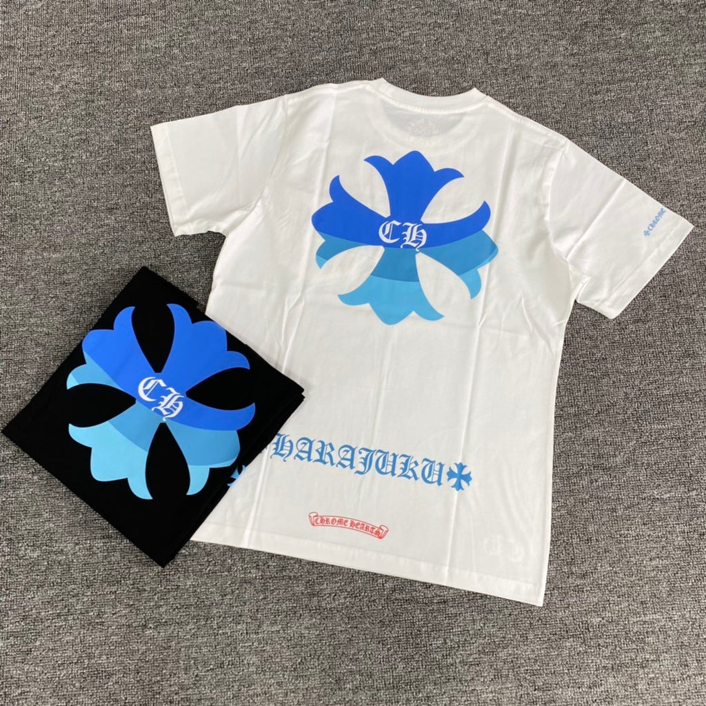 Chrome Hearts Men's Summer Gradient Cross Print Round Neck Cotton Short Sleeve T-Shirt #76814