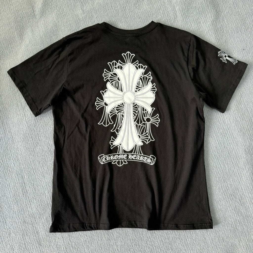 Chrome Hearts Men's Summer Solid Color Cross Print Round Neck Cotton Short Sleeve T-Shirt #77171