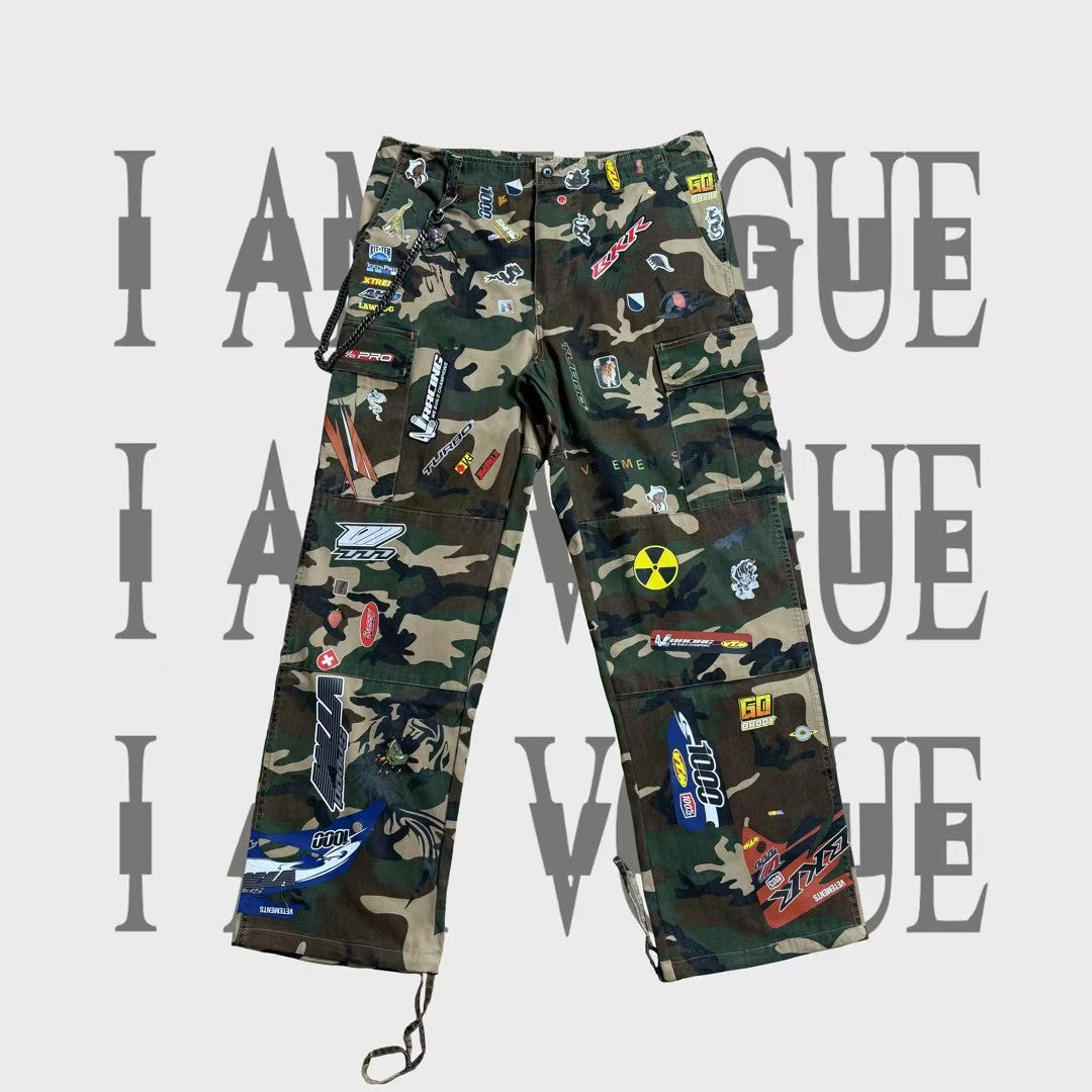 VETEMENTS Opium YVL Style Camouflage Sticker Printed Straight Overalls Playboicarti Same Style #332197