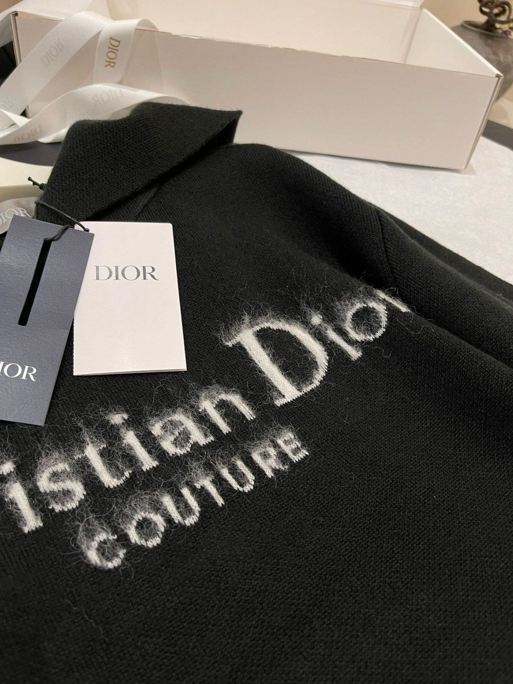 Dior Men's Spring and Autumn Black Logo Letter Print Tassel Design Hooded Long Sleeve Sweatshirt #73654