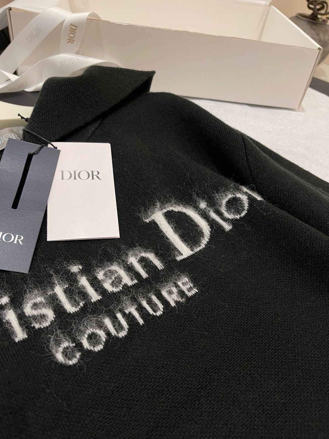 Dior Men's Spring and Autumn Black Logo Letter Print Tassel Design Hooded Long Sleeve Sweatshirt #73654