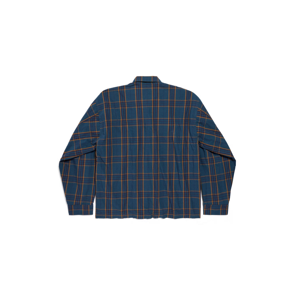Balenciaga Men's Checkered Cotton Long-Sleeve Spring/Fall Solid-Color Collared Loose-Fit Zipper Shirt Ngvp #2723