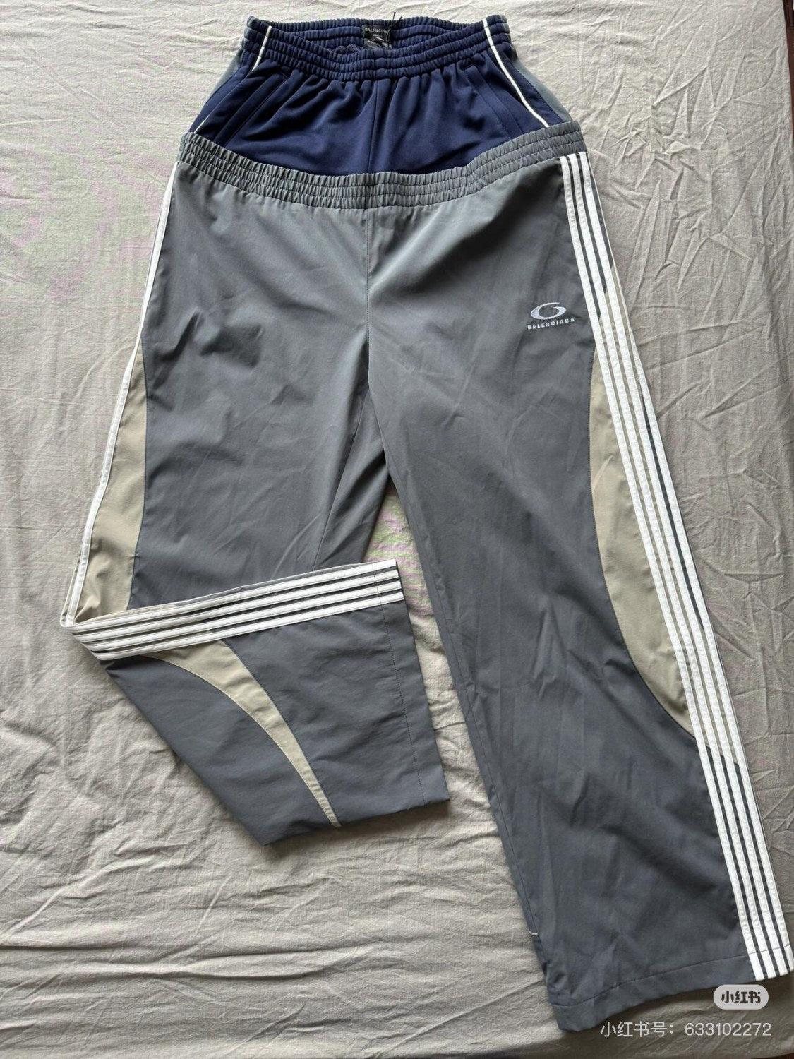 Balenciaga Men's And Women's Fall And Winter Splicing Loose Pockets Tight Waist Knit Loose Fit Sweatpants Pants #73788
