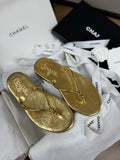 Chanel Mules Crackled Laminated Calfskin Gold #379231