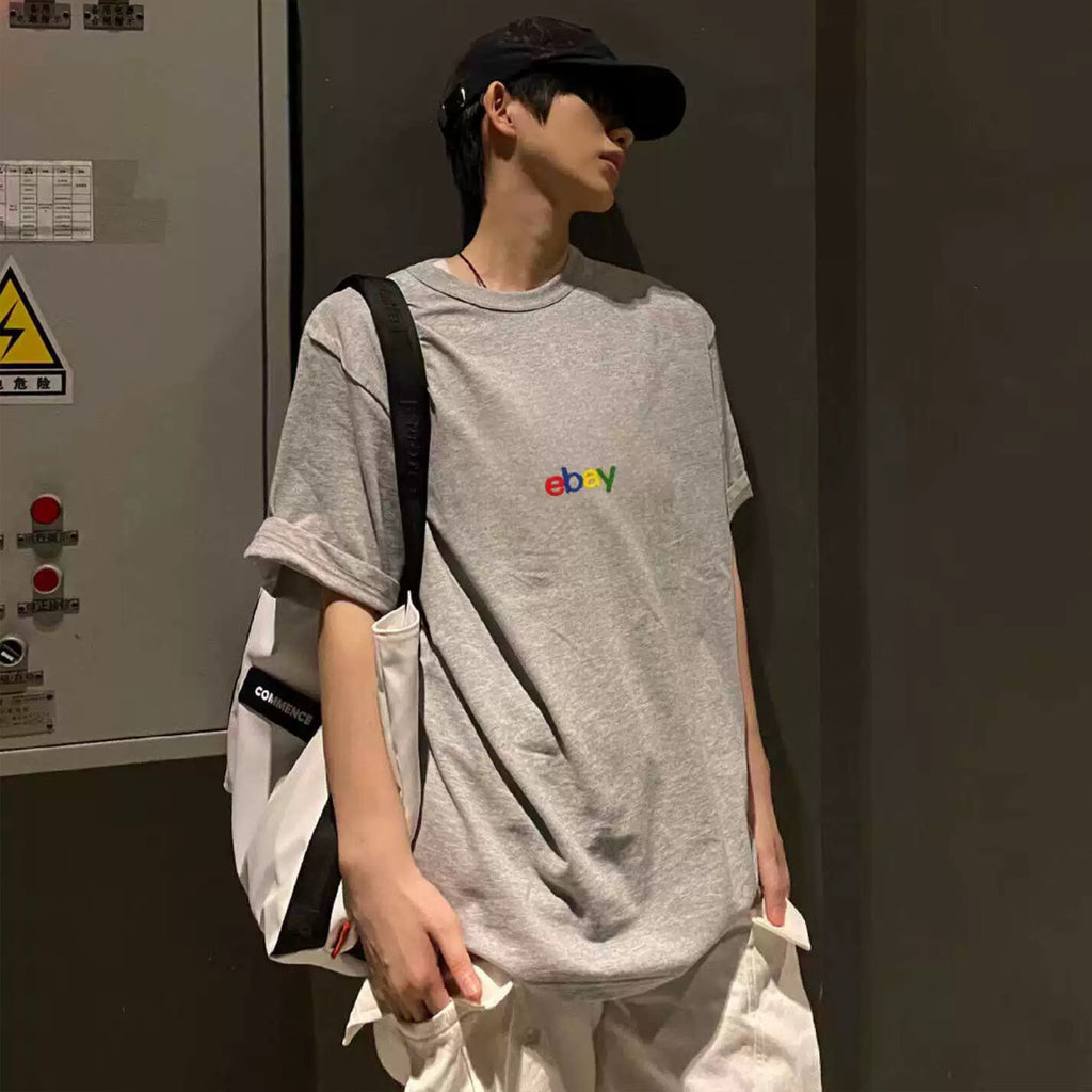 Balenciaga Men's And Women's Spring/summer Fashion Embroidery Letters Retro High Street T-shirt Short Sleeved Top Ngvp #8165