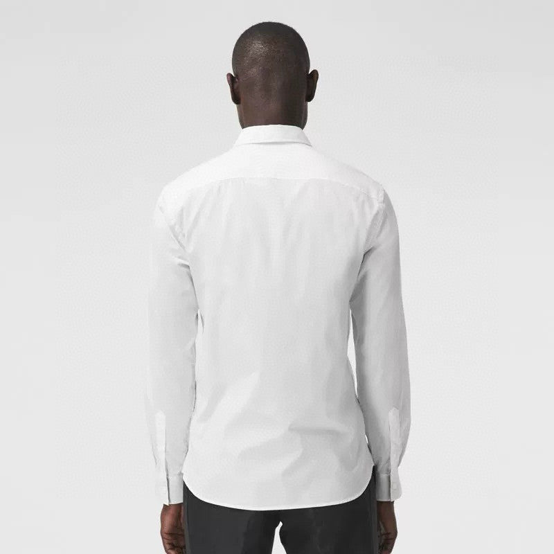 Burberry Men's Spring Summer Slim Fit Tailored Embroidered Logo Check Long Sleeve Shirt #99373
