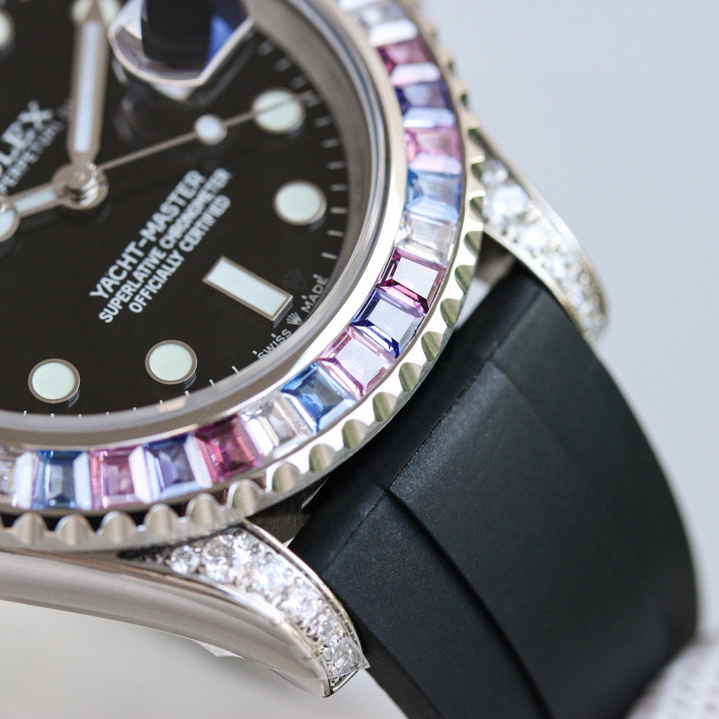 Rolex Men's Women's Fashion Yacht Prestige Collection 40mm Diameter 904 Steel Mechanical Watch Bezel Diamonds Casual Wristwatch Watch ?#71647