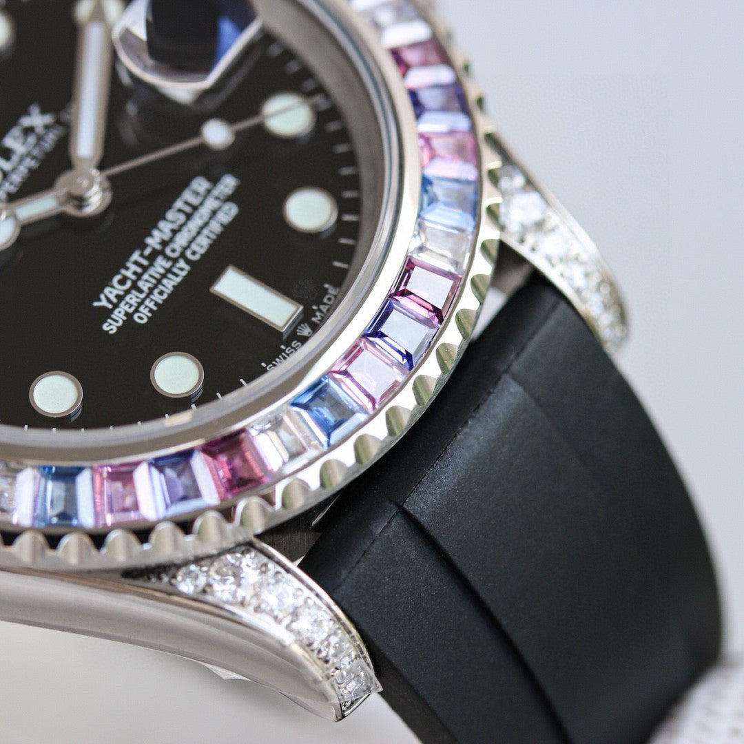 Rolex Men's Women's Fashion Yacht Prestige Collection 40mm Diameter 904 Steel Mechanical Watch Bezel Diamonds Casual Wristwatch Watch ?#71647