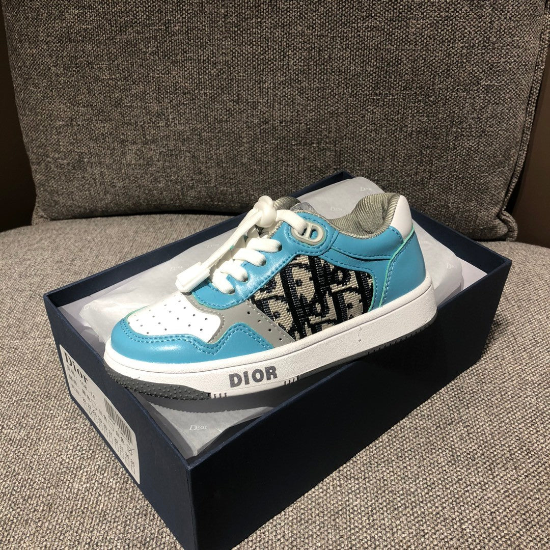 Dior Kid's Four Seasons Color Blocking Lace-Up Round Head Low Top Casual Board Shoes #31271