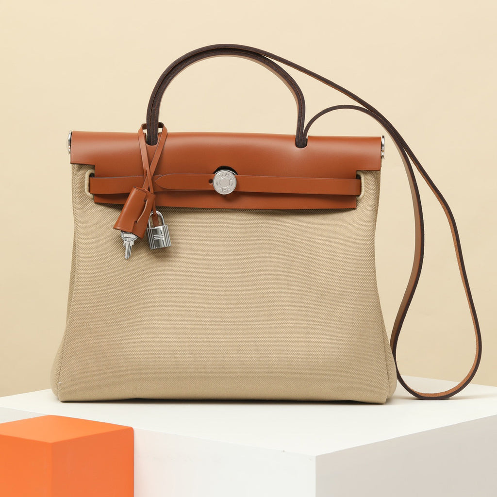 Hermes Women's Classic Fashion Solid Color Leather Saddle Buckle Lock Military Canvas Travel Tote Shoulder Bag Bags HB310180 #79122