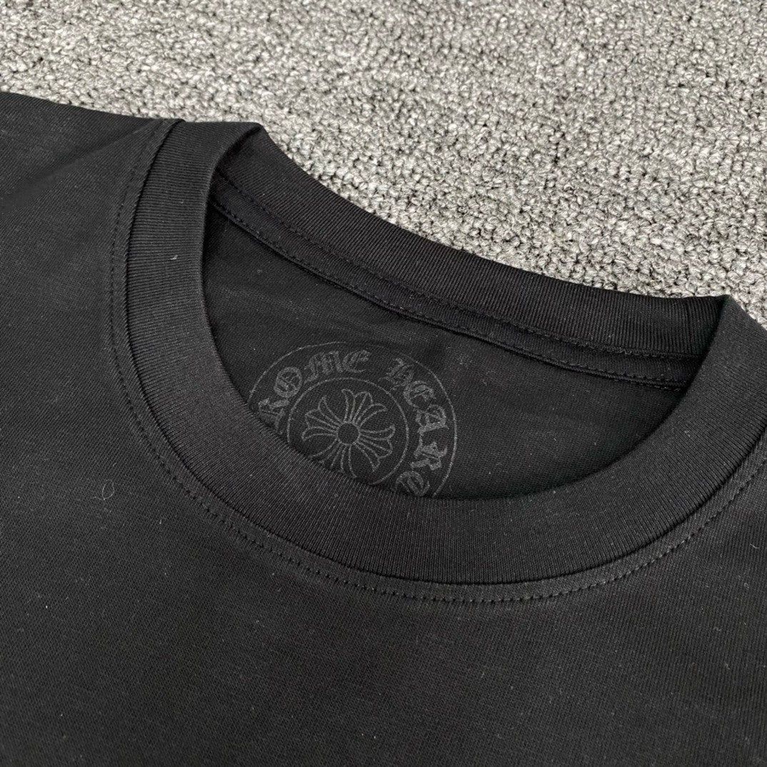 Chrome Hearts Men's and Women's Summer Sanskrit Letter Round Neck Cotton Short Sleeve T-shirt #72416