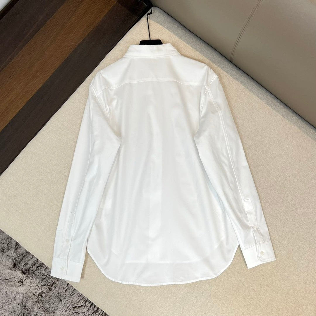 Loewe Men's Spring and Autumn Solid Color Single Breasted Lapel Long Sleeve Shirt #99552