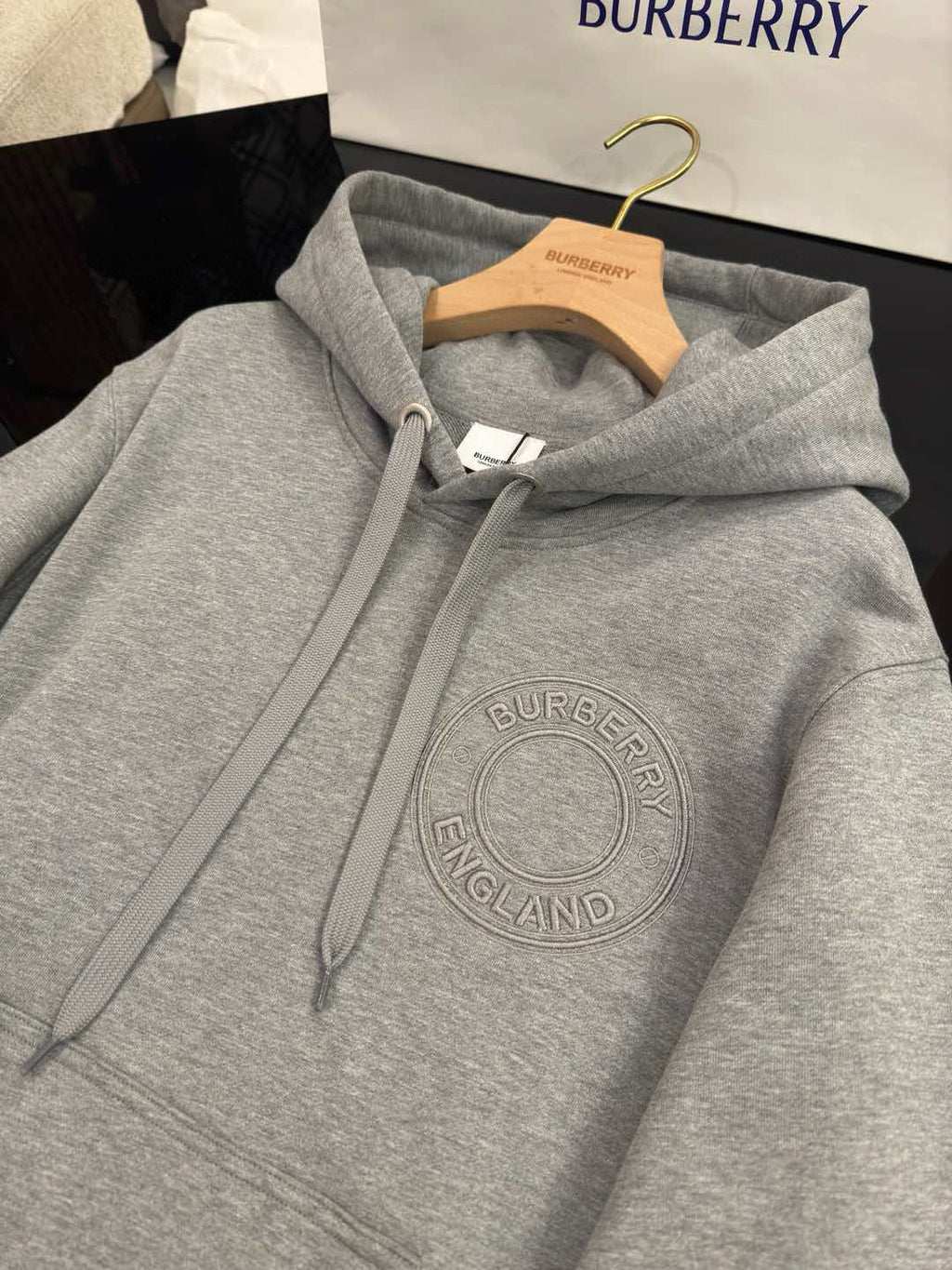 Burberry Men's Spring and Autumn Solid Color Letter Embroidery Casual Hooded Long Sleeve Sweatshirt Round Neck Pullover Sweatshirt Casual Lace-Up Pants Three Piece Set #74872
