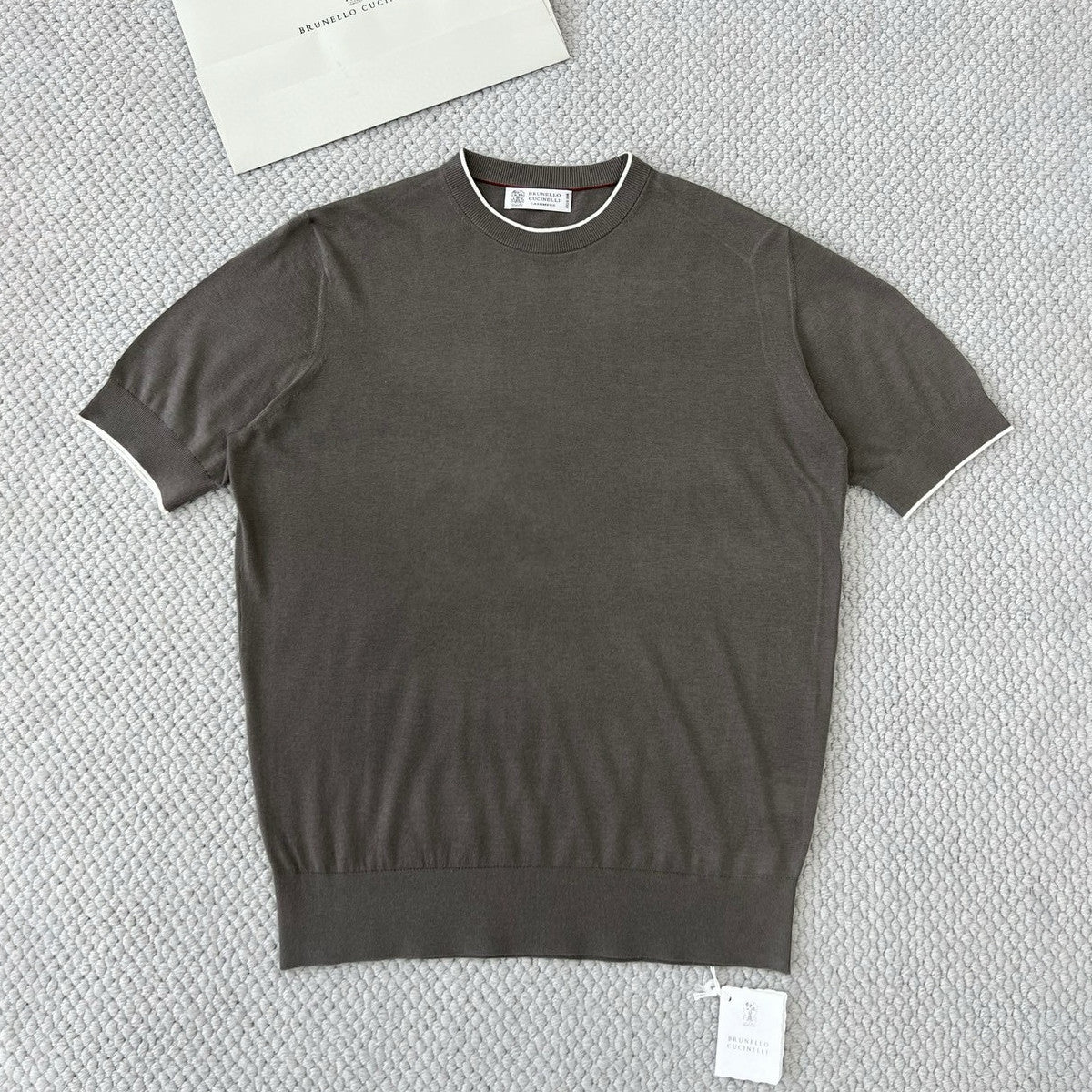 Brunello Cucinelli Men's Summer Solid Color Round Neck Cotton Short Sleeve T-Shirt #76658