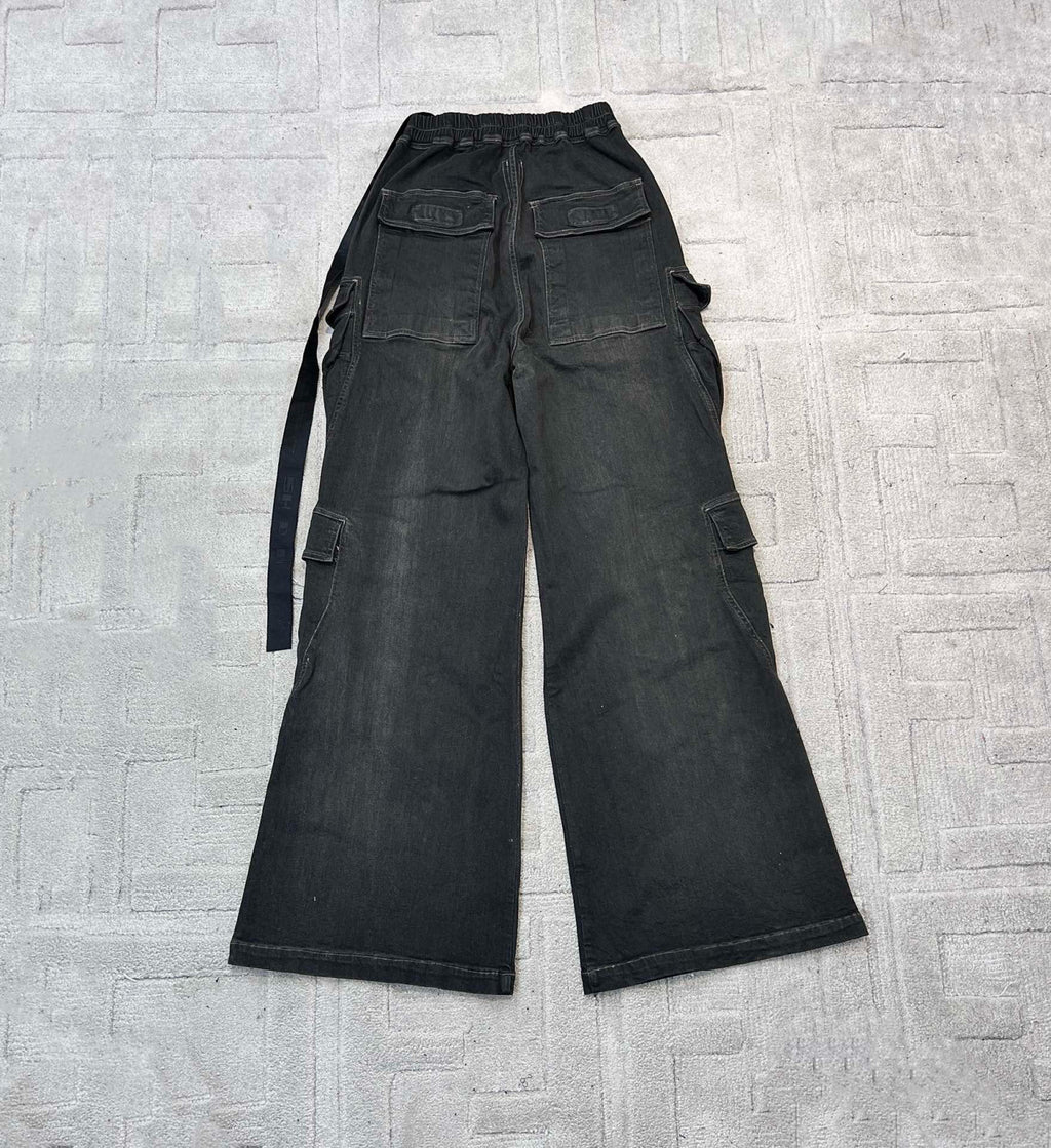 Rick Owens Men's Spring And Autumn Gradient Washed Jeans Casual High Street Zipper Multi-pocket Pants Ngvp #7776
